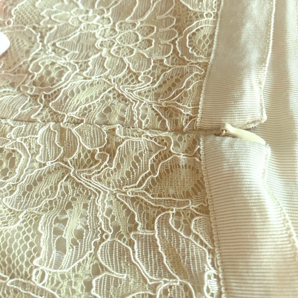 NY&Co Cream Pencil Skirt in Lace Overlay